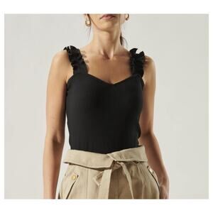 Black Ruffled Tank Top